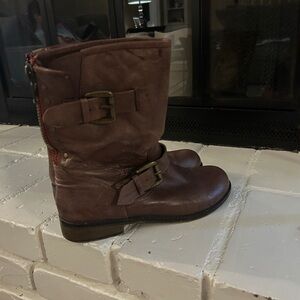 Brown Leather Buckle Boots